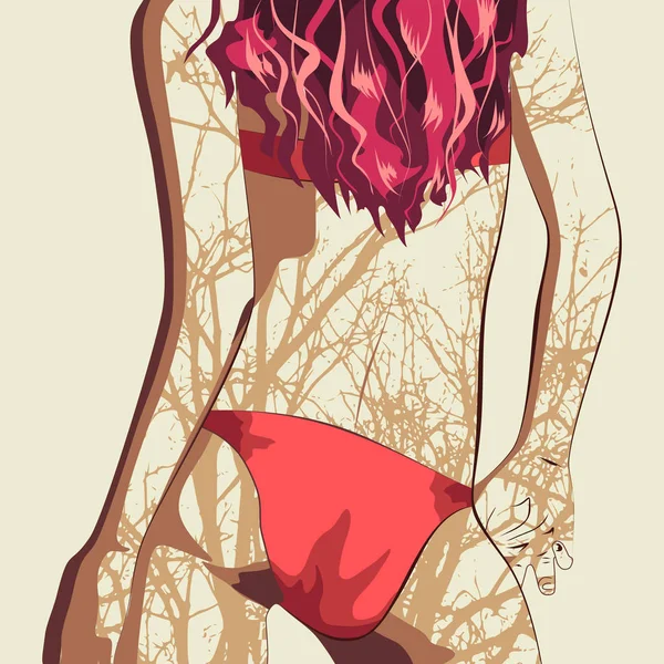 Hermosa chica sexy fitness. Ilustración vectorial — Vector de stock