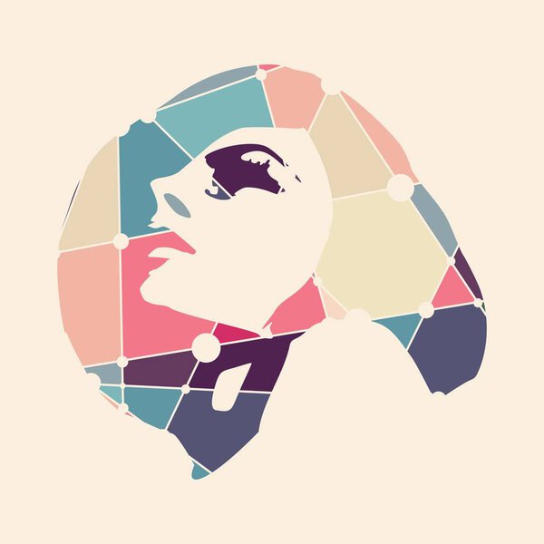 Silhouette of a female head.