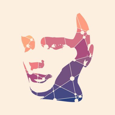 Kadın kafasının silueti. Yüzünü yarım döndür.