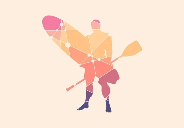 サーフボードでポーズをとる男のイラスト — ストックベクタ