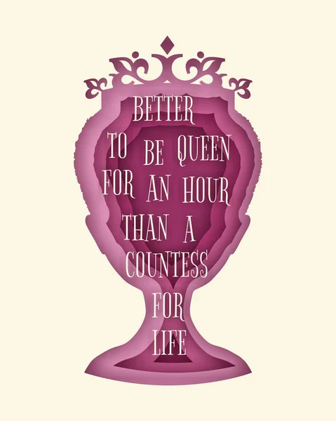 Винтажный силуэт королевы с текстом цитаты — стоковое фото