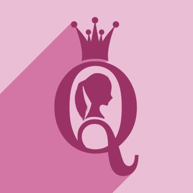 Vintage queen siluet. Ortaçağ Kraliçe profili