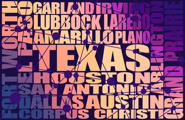Seznam měst státu Texas — Stockový vektor