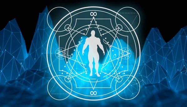 Tajemství Čarodějnictví Okultismu Alchymie Tetování Znamení Tenké Čáry Symbol Mystické — Stock fotografie