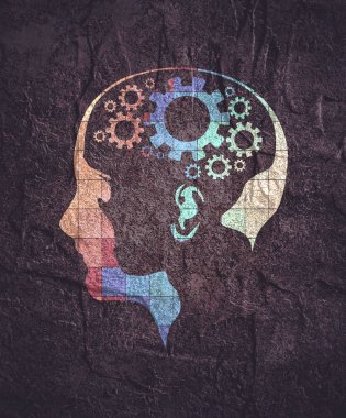 Bir kadın kafası silueti.