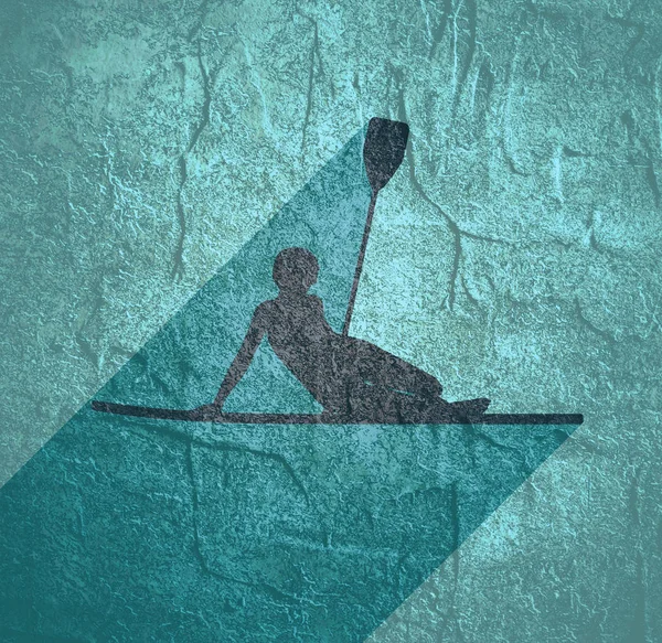 Иллюстрация женщины, позирующей с доской для серфинга — стоковое фото