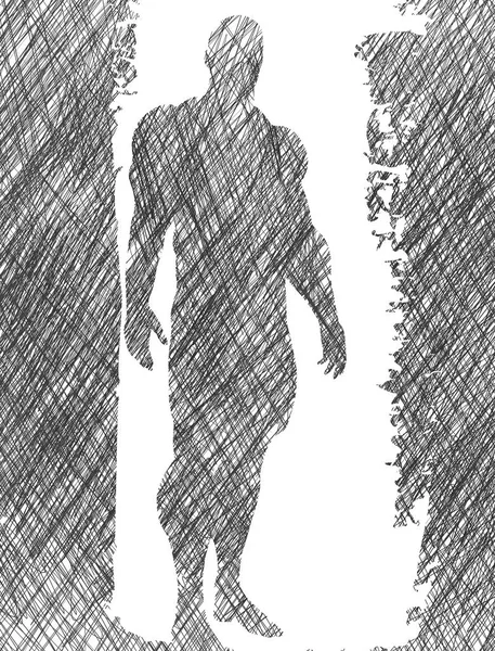 Testépítő silhouette felvázolta — Stock Fotó