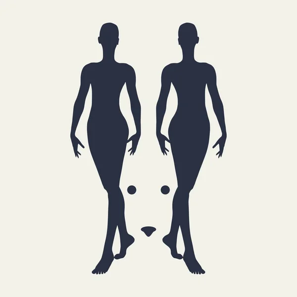 Silhouettes de deux femmes. — Image vectorielle