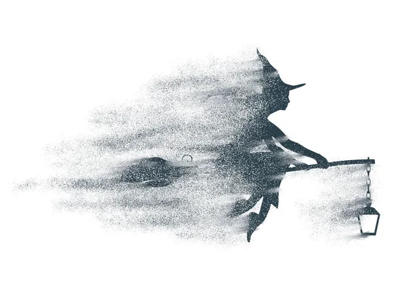 Ícone de bruxa jovem voador . — Fotografia de Stock