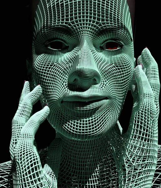Lady from a 3d Grid. — Stock Photo, Image