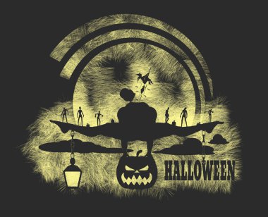 Zombi siluetleri günbatımı üzerinde