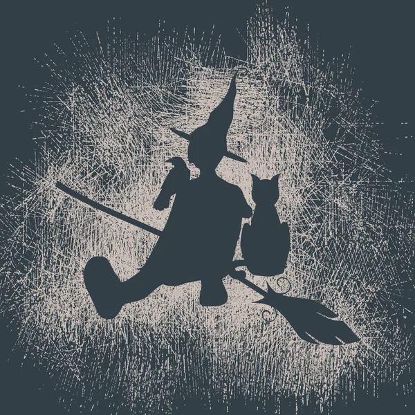 Силуэт ведьм с метлой — стоковое фото