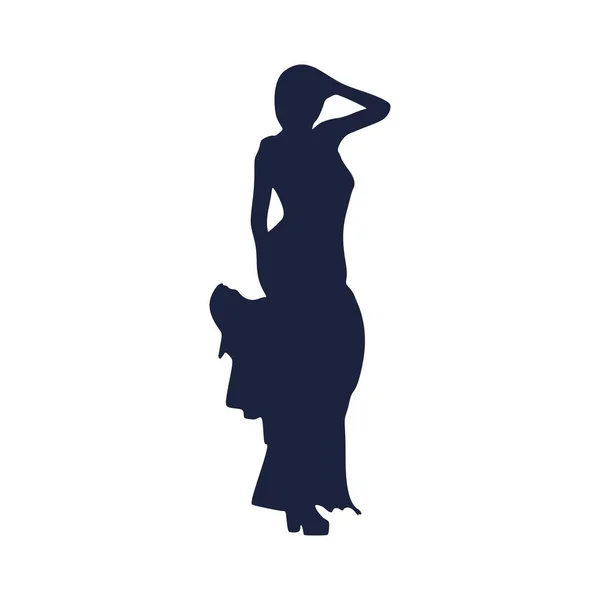 Elbiseli kadın silueti — Stok Vektör