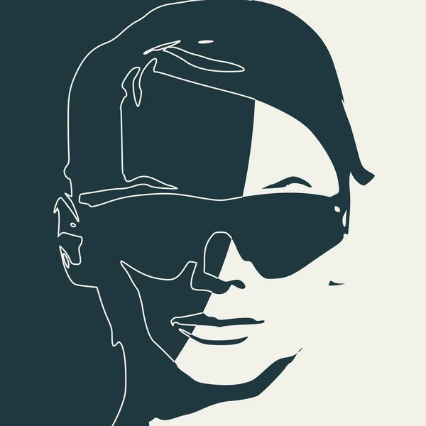 Портрет красивої жінки в чорних сонцезахисних окулярах . — стоковий вектор