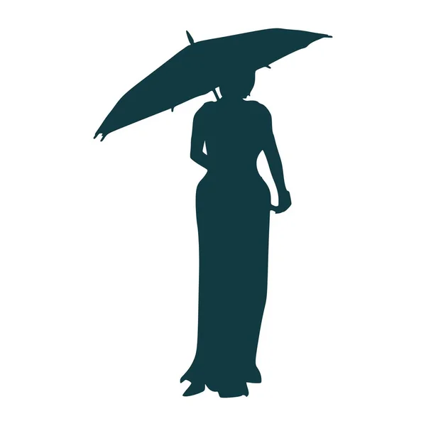 Silhouette femme en robe — Image vectorielle