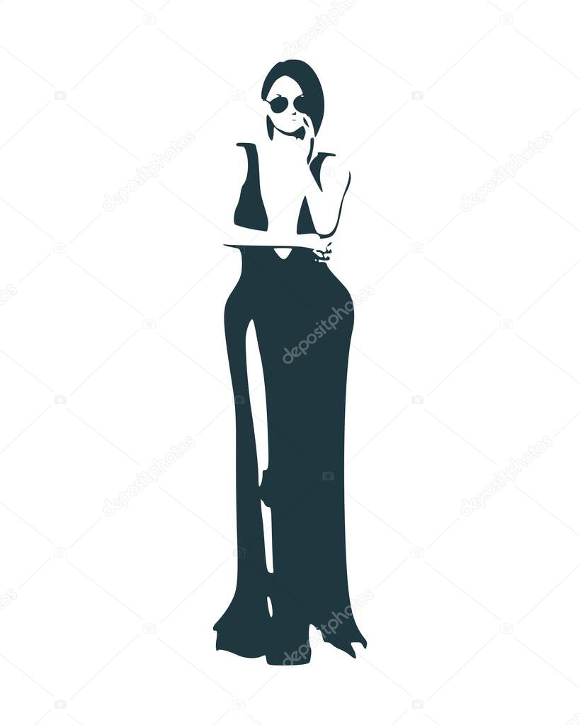 Woman silhouette in dress