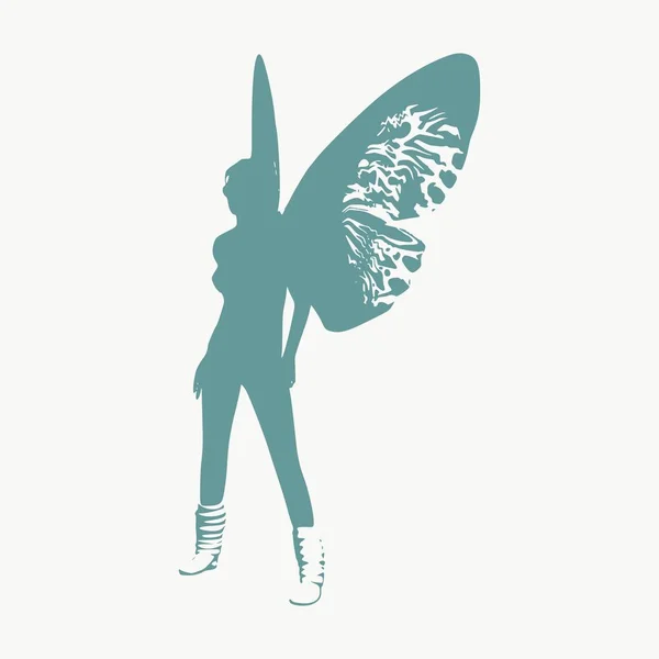 여자 나비의 삽화 — 스톡 벡터