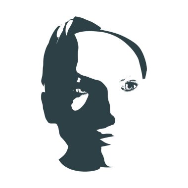 Bir kadın kafası silueti..