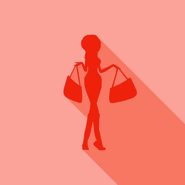 Frau mit Einkaufstüten — Stockvektor