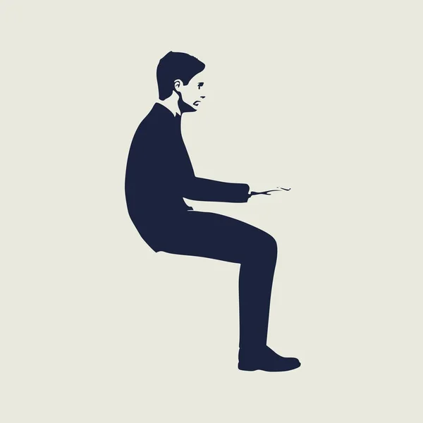 Seduto uomo silhouette — Vettoriale Stock