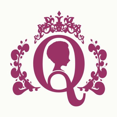 Vintage queen siluet. Ortaçağ Kraliçe profili