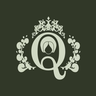 Vintage queen siluet. Ortaçağ Kraliçe profili