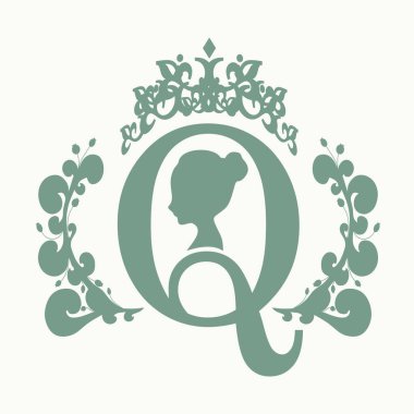 Vintage queen siluet. Ortaçağ Kraliçe profili
