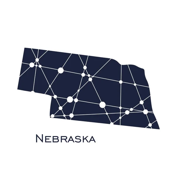 Nebraska Mapa del estado — Archivo Imágenes Vectoriales