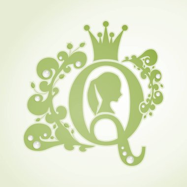 Vintage queen siluet. Ortaçağ Kraliçe profili