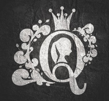 Vintage queen siluet. Ortaçağ Kraliçe profili