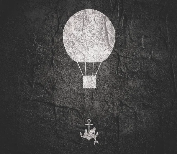 Mujer volando en globos de aire . — Foto de Stock