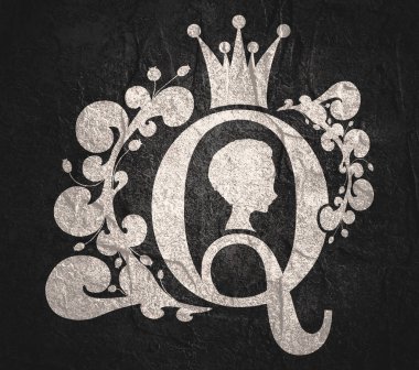 Vintage queen siluet. Ortaçağ Kraliçe profili