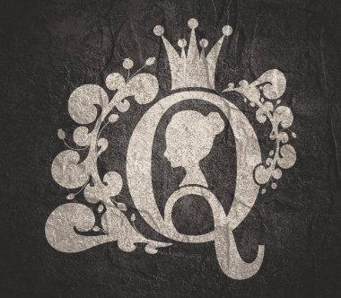Vintage queen siluet. Ortaçağ Kraliçe profili