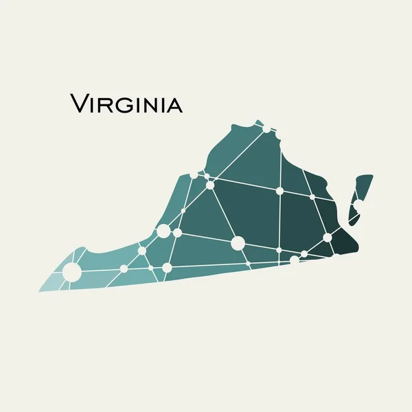 Χάρτης πολιτείας της Βιρτζίνια — Διανυσματικό Αρχείο