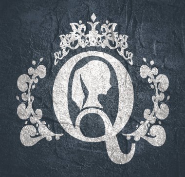 Vintage queen siluet. Ortaçağ Kraliçe profili