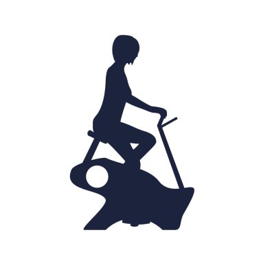 Egzersiz bisikletli güzel kadın.