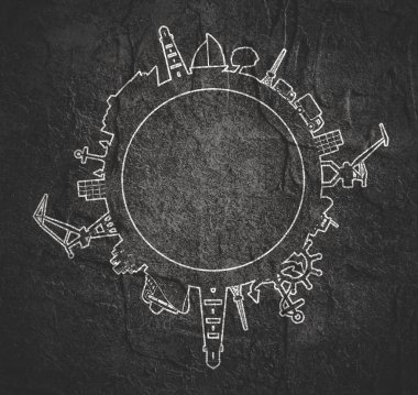 Kargo portu ve göreceli siluetler ile daire çiz.