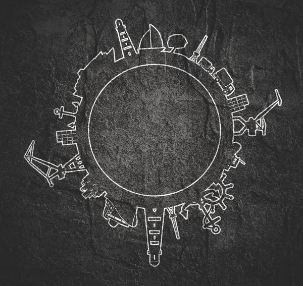 Kargo portu ve göreceli siluetler ile daire çiz.