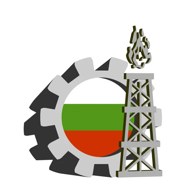 Gear with gas rig simple icon — Stock Vector