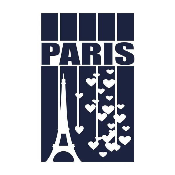 Tour Eiffel. Texte de Paris — Image vectorielle