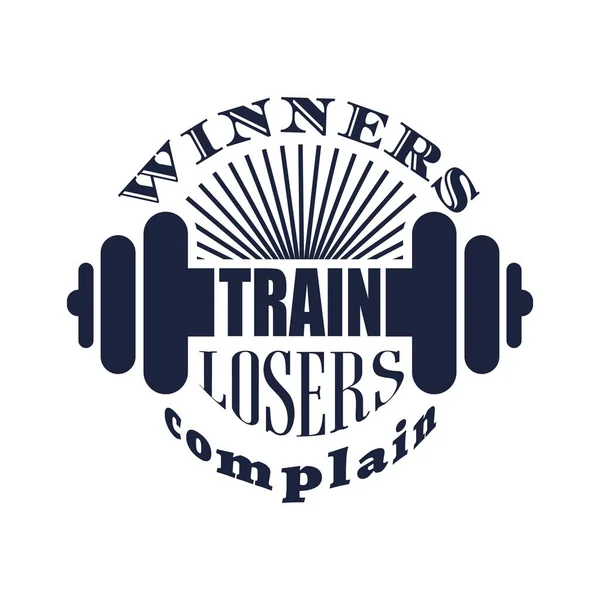 Vencedores treinam perdedores reclamam texto — Vetor de Stock