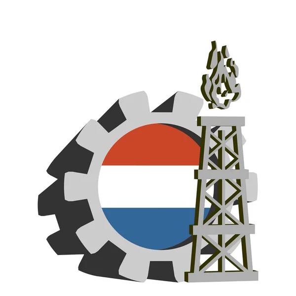 Gear with gas rig simple icon — Stock Vector