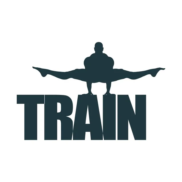 Muskulöser Mann posiert auf Zug-Wort. — Stockvektor