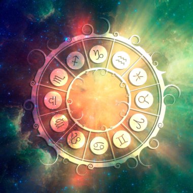 Astrology symbols in circle clipart