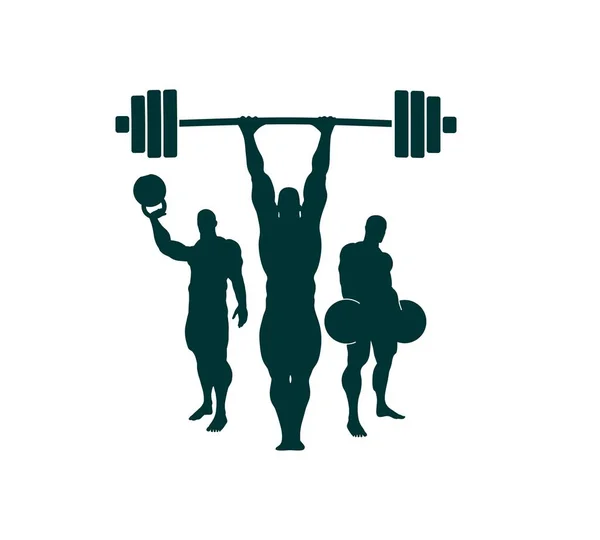 The set of Bodybuilders silhouettes — Stock Vector