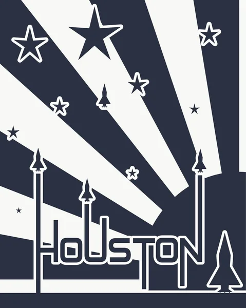 Lancio dello Shuttle verso il cosmo. Parola Houston — Vettoriale Stock