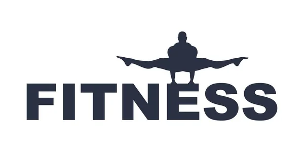 Homme musclé posant sur le mot fitness . — Image vectorielle