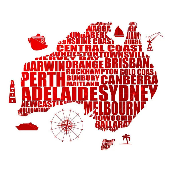 La mappa di Australia — Vettoriale Stock