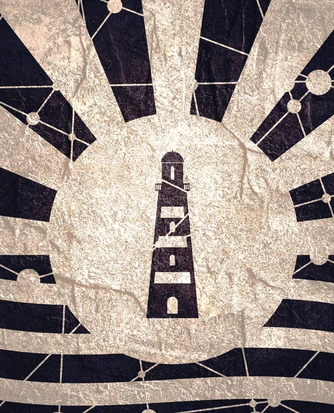 Морские Путешествия Путешествия Относительная Икона Эмблема Маяка Связанные Линии Точки — стоковое фото