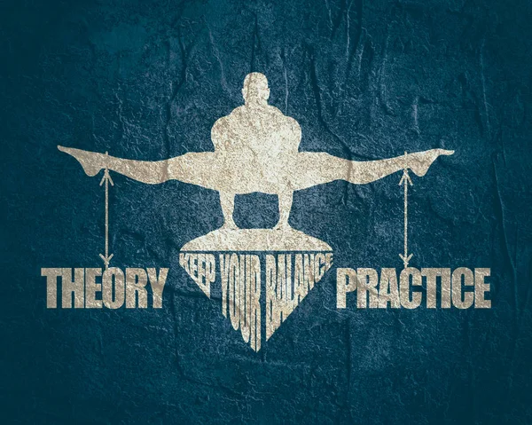 theory and practice balance. Concept of the scales